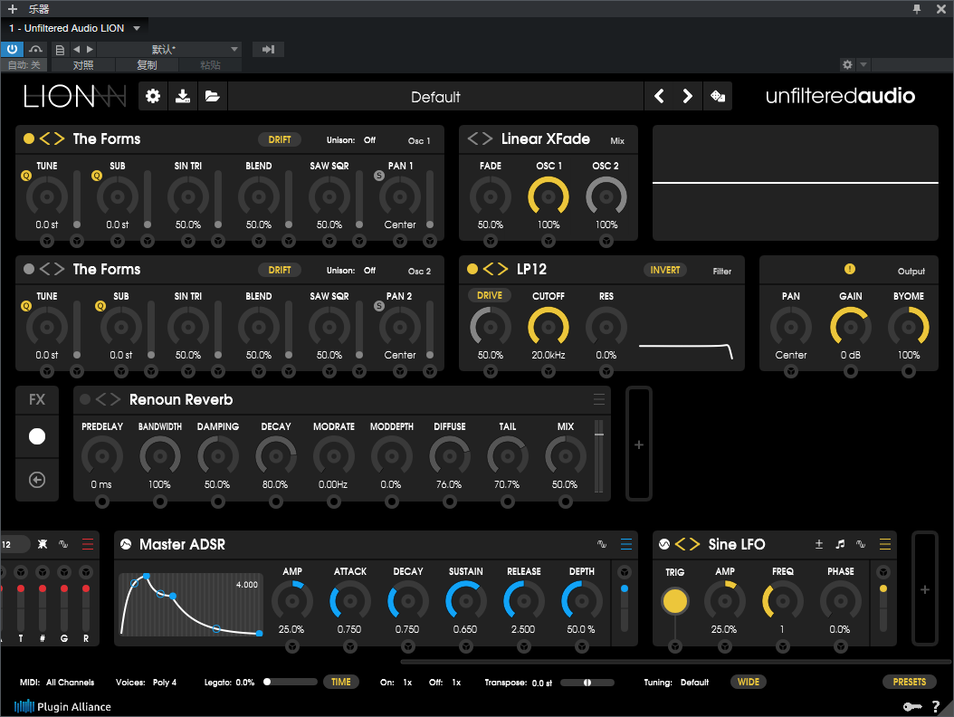 图片[2]-Unfiltered Audio LION插件双振荡合成效果器