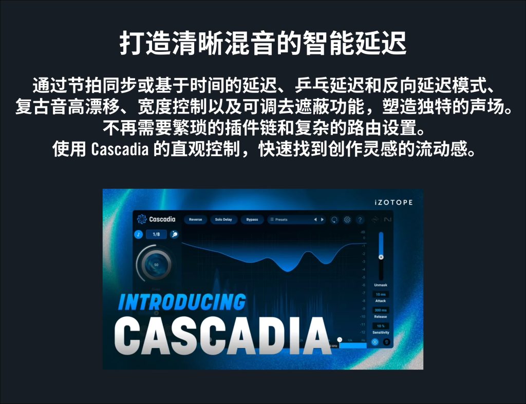 图片[4]-iZotope Cascadia音频插件延迟回声智能AI自适应去遮蔽Delay混音编曲人声效果器